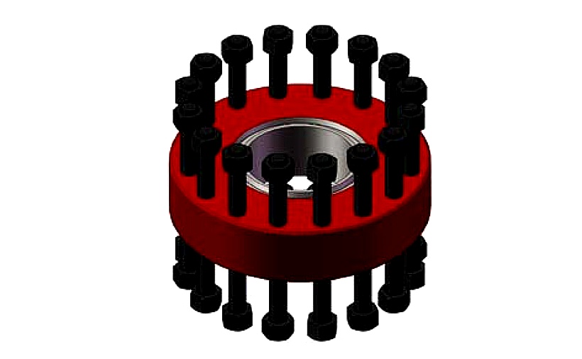DEENPU API 6A Double Studded Adapter DSA with through bore, ring grooves on both sides, and double studded bolts for wellhead and manifold flange connection
